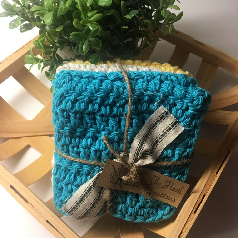 Handmade Cotton Crochet Dish Cloth Bundle